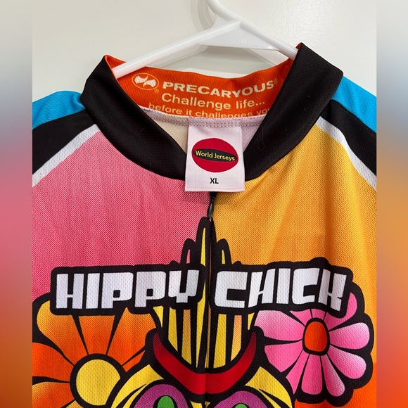 Hippie Chick Cycling Jersey, Biker Chic XL 1/4 zipper front , pockets, vibrant - Picture 4 of 8